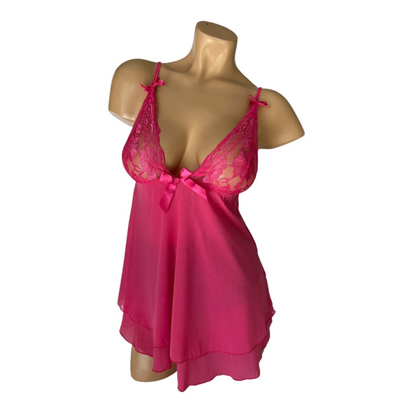 Dream Girl Women's Size Large Pink Baby Doll Lingerie Sleepwear