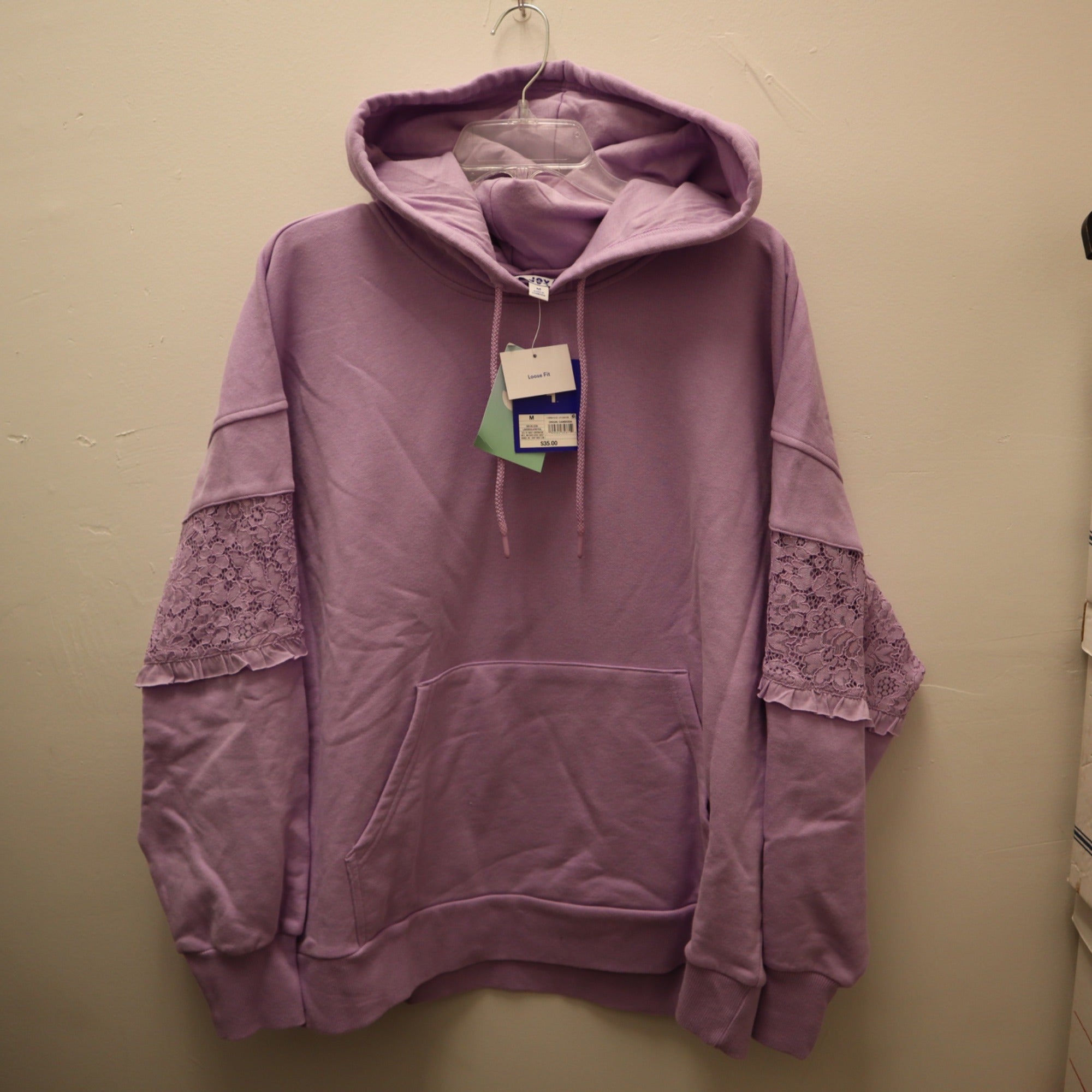 K-270  Joy Lab Women's Medium Lavender Hoodie With Lace Detail On Sleeves