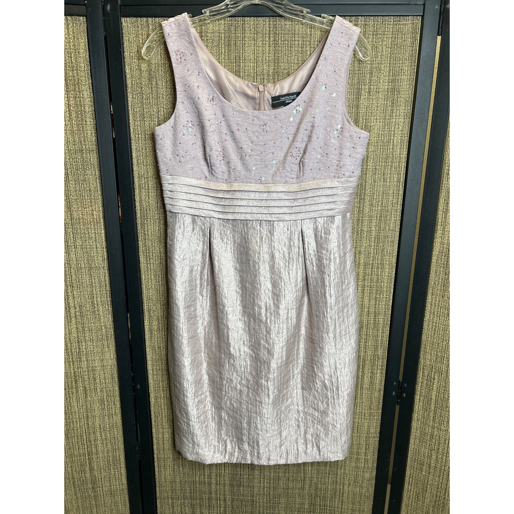 DG-134 R&M Richards Size 6 Petite Blush Textured Sleeveless Cocktail Dress