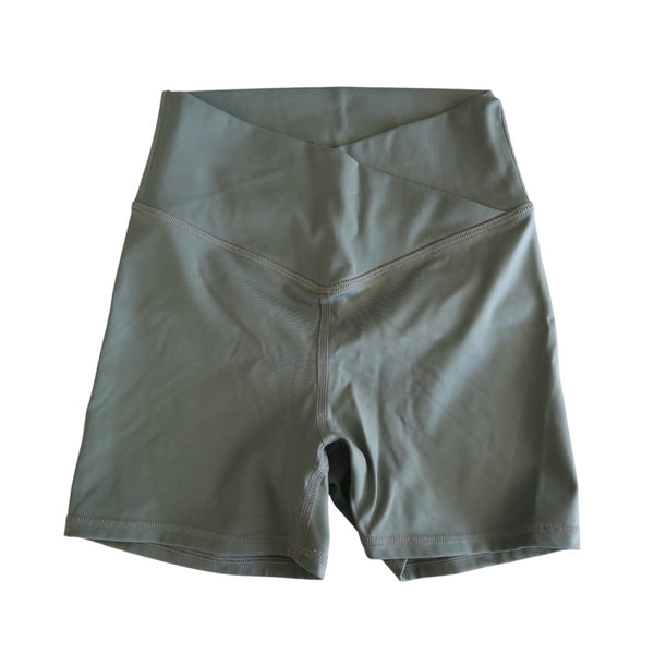 Gilly Hicks Womens High-Waisted Olive Green Biker Shorts XS Polyester/Spandex