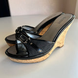 Guess "Hayworth" Platform Wedge Slip On Sandals in Black,  Women's Size 7