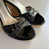 Guess "Hayworth" Platform Wedge Slip On Sandals in Black,  Women's Size 7