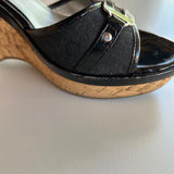 Guess "Hayworth" Platform Wedge Slip On Sandals in Black,  Women's Size 7