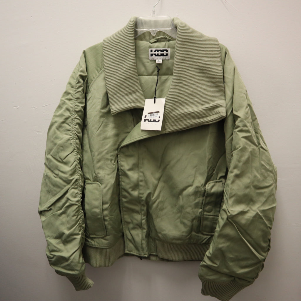 K-242 KBB by Kahlana Ribbed Collar Bomber Jacket Olive Green Size Large