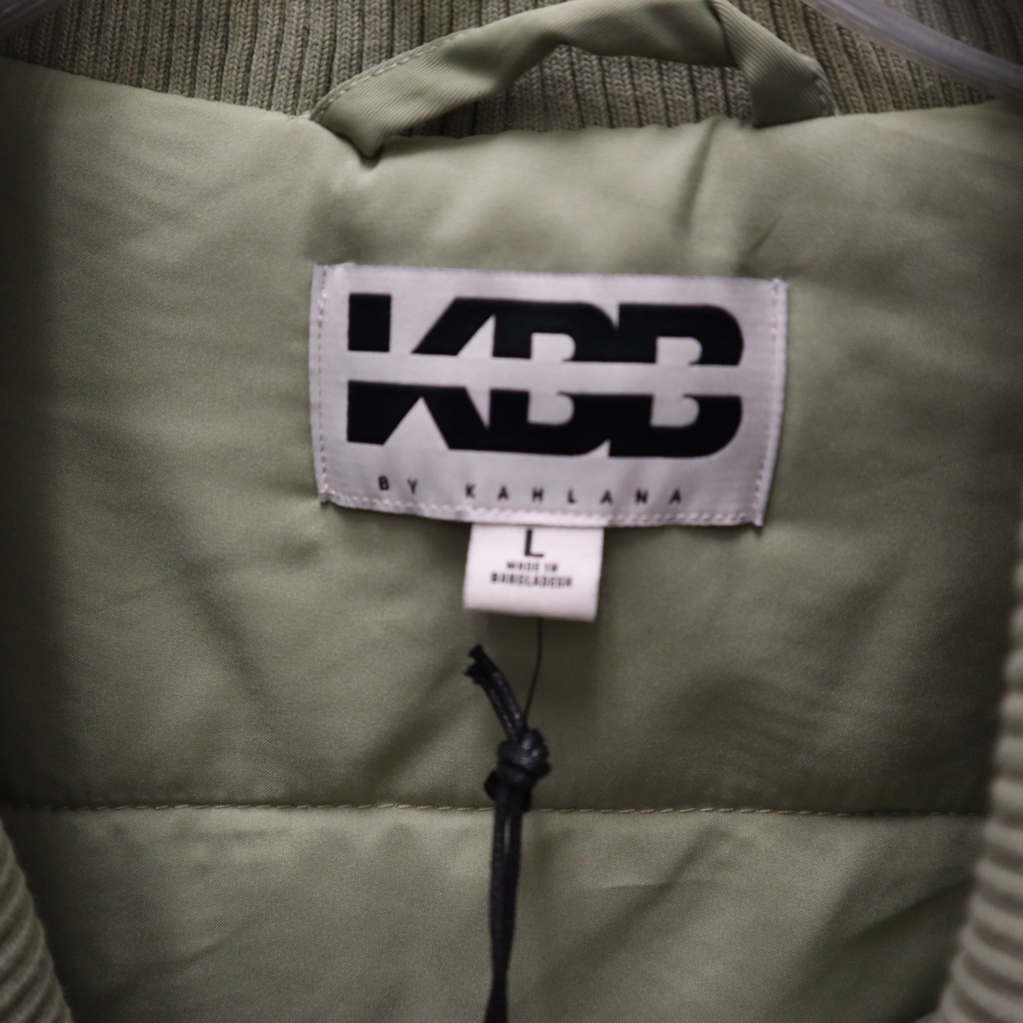 K-242 KBB by Kahlana Ribbed Collar Bomber Jacket Olive Green Size Large