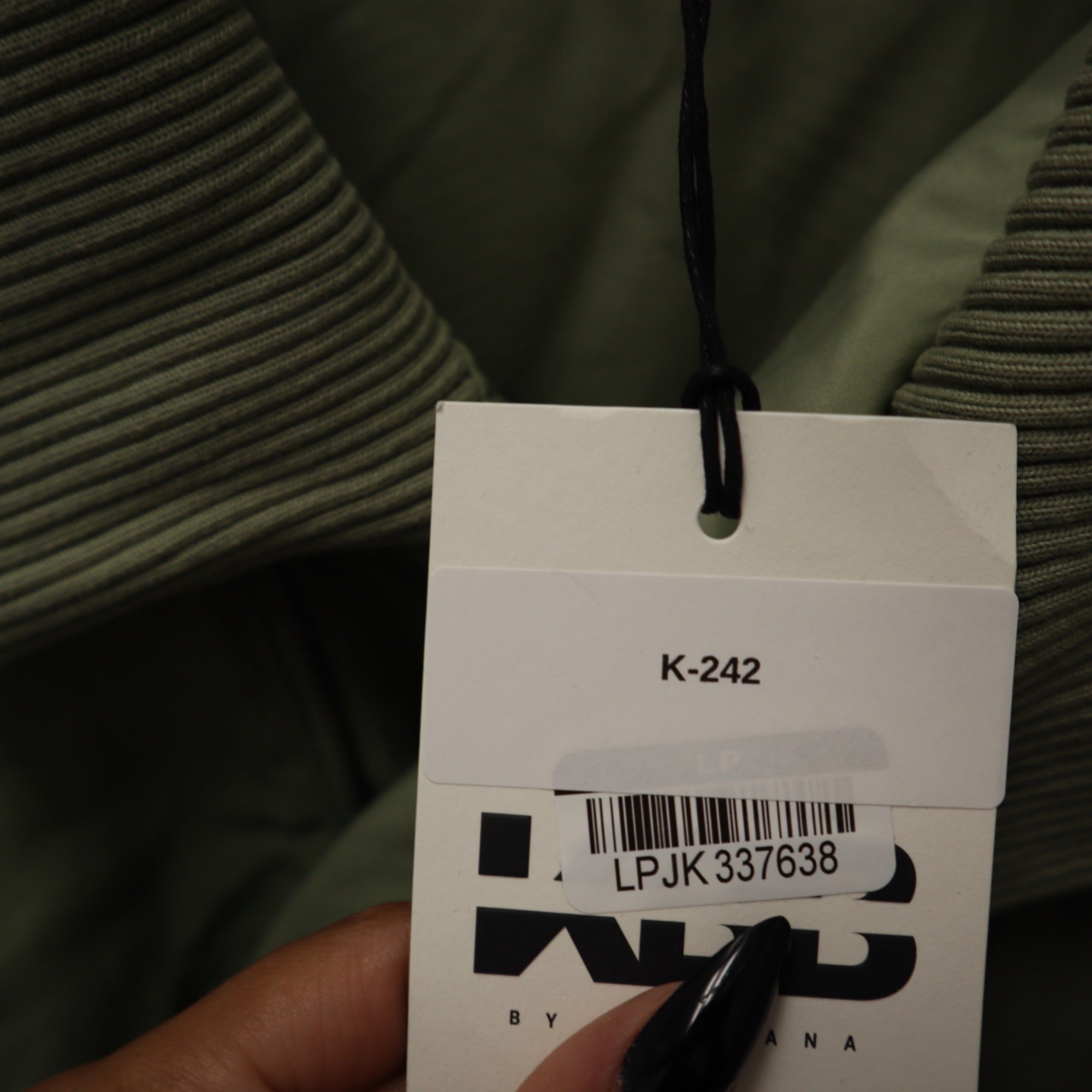 K-242 KBB by Kahlana Ribbed Collar Bomber Jacket Olive Green Size Large