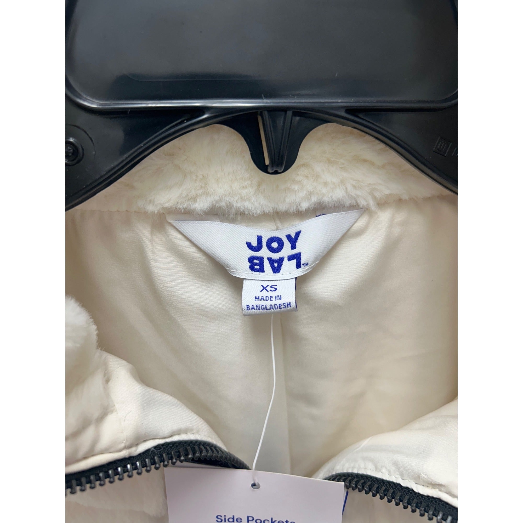 K-169 JoyLab Fleece Zip-Up White Black Accents Sherpa Jacket Women's Size XS