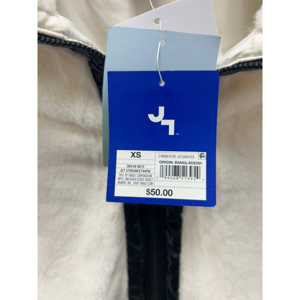 K-169 JoyLab Fleece Zip-Up White Black Accents Sherpa Jacket Women's Size XS