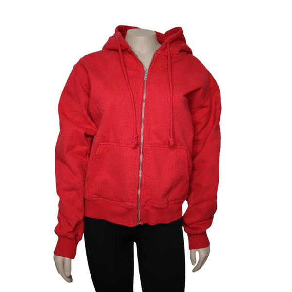 Brandy Melville Red Zip Up Hooded Sweater Size Women's Small