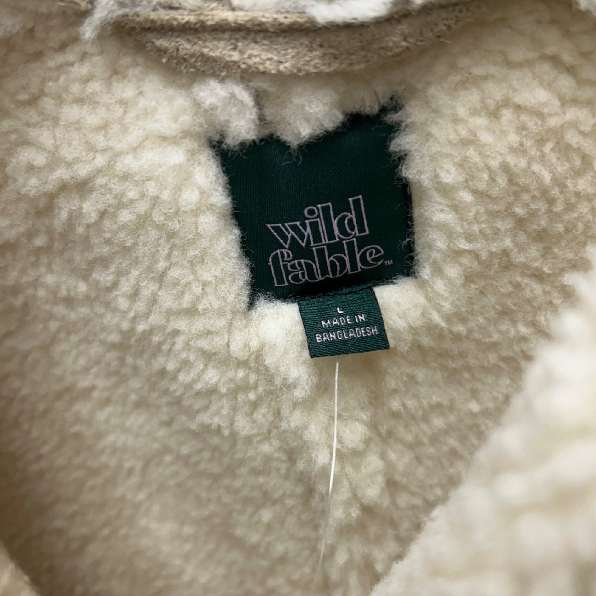 K-187 Wild Fable Shearling Coat Shawl Collar Tan Women's Size Large