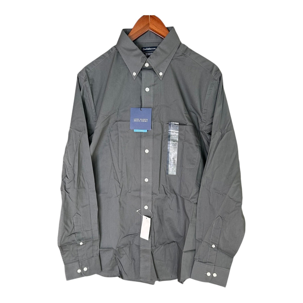Croft & Barrow Mens Classic Fit Long Sleeve Dress Shirt M 15.5-16 34/35 Gray
