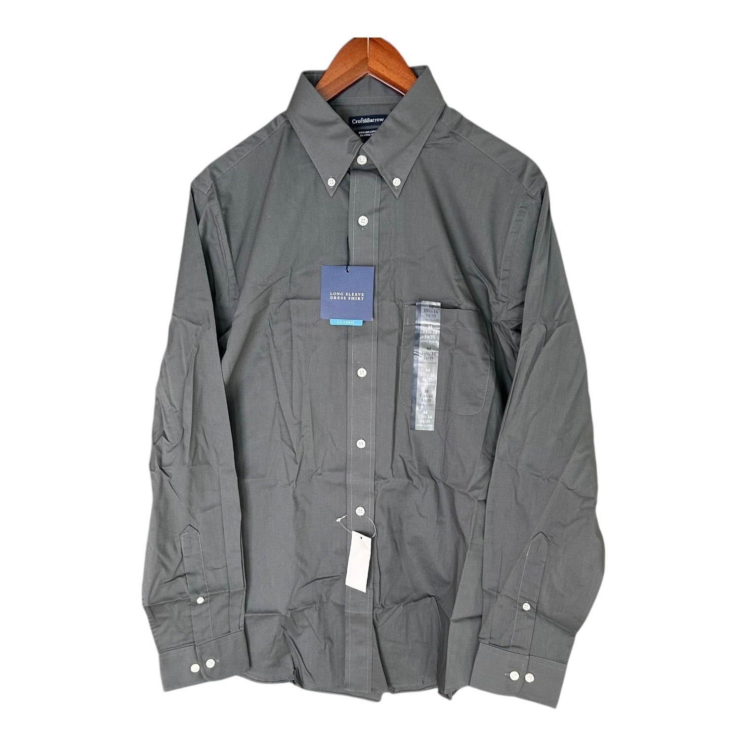 Croft & Barrow Mens Classic Fit Long Sleeve Dress Shirt M 15.5-16 34/35 Gray
