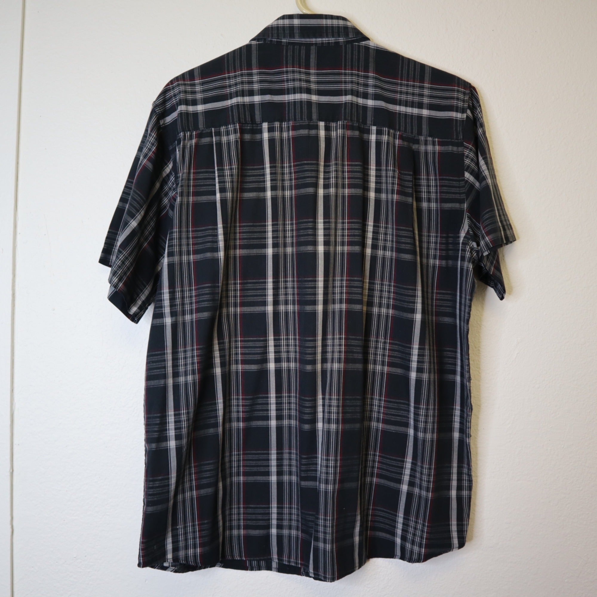 DG-178 Beverly Hills Polo Club Long Sleeve Men's Button-Up Shirt Black Plaid Size Large