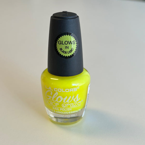 L.A Colors "Radiation" Glows Color Craze Yellow Nail Polish GLOWS in Black Light