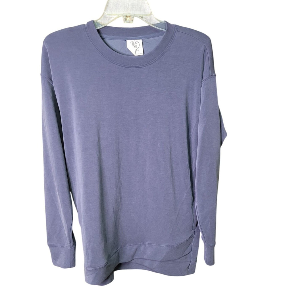 CG-19 Sage Collective Purple Long-Sleeve Crew Neck Sweatshirt Lightweight Size Small