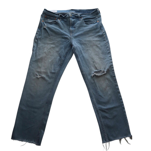 #910 Gap Vintage Slim Frayed Hem Mid Rise Distressed Blue Jeans Size 32