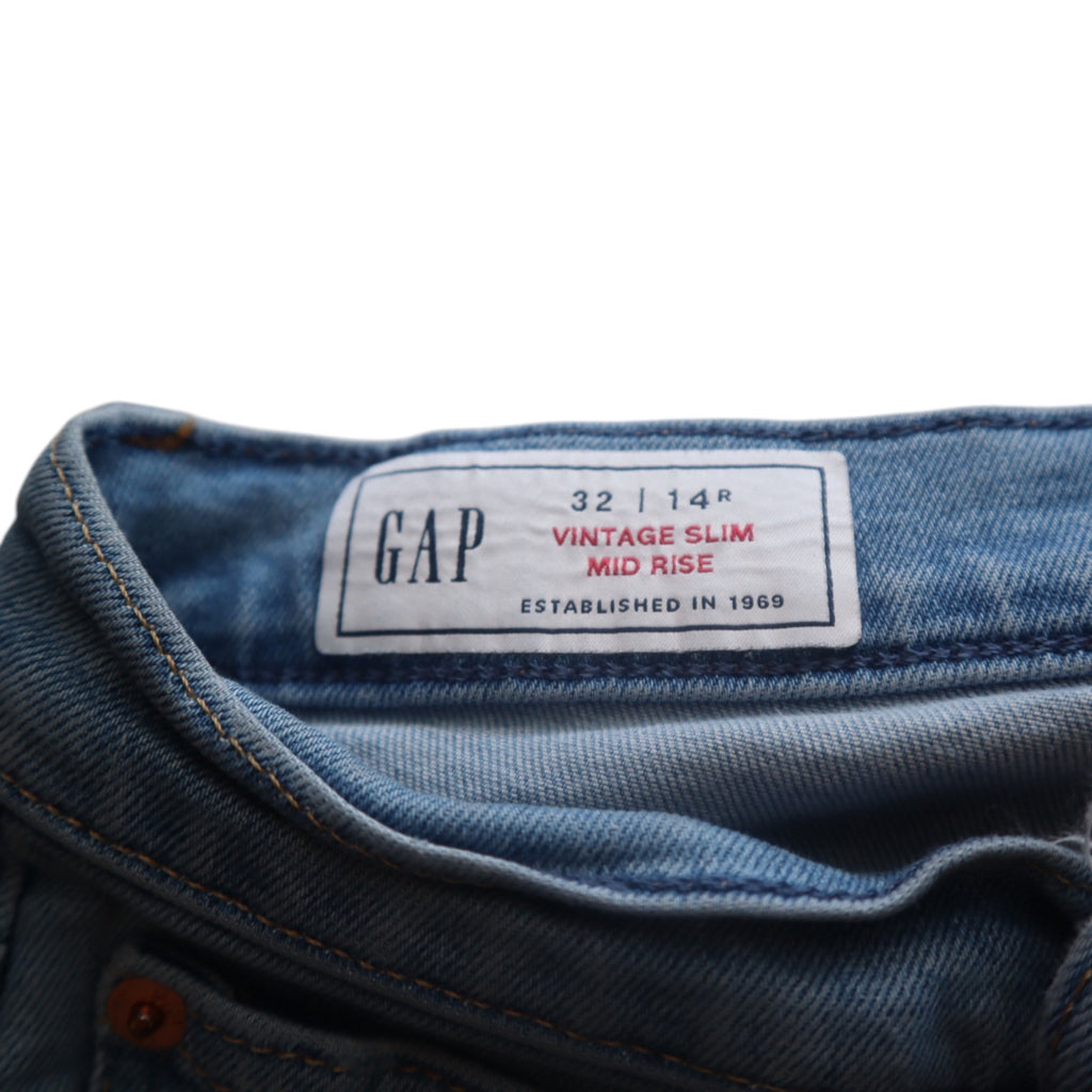 #910 Gap Vintage Slim Frayed Hem Mid Rise Distressed Blue Jeans Size 32