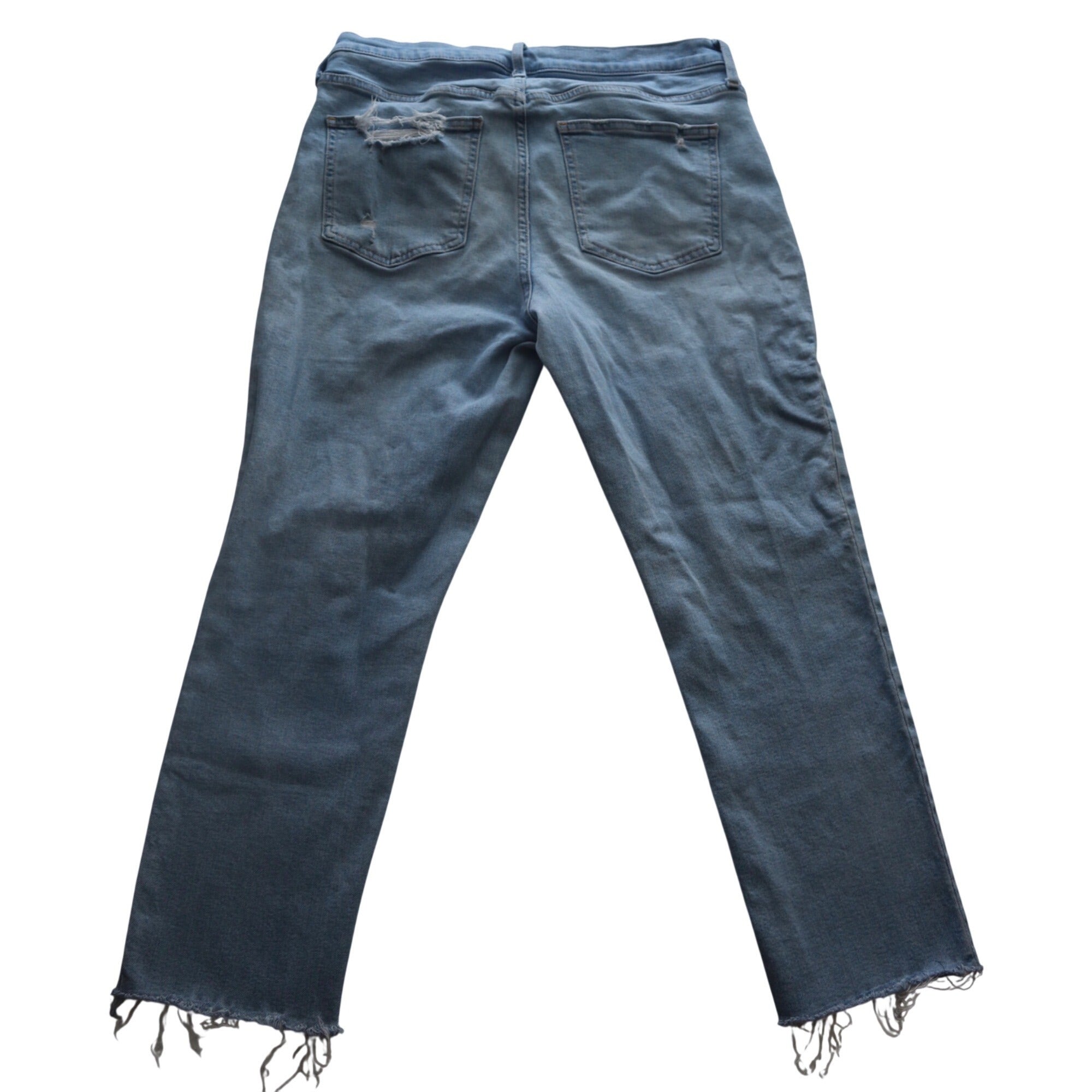 #910 Gap Vintage Slim Frayed Hem Mid Rise Distressed Blue Jeans Size 32