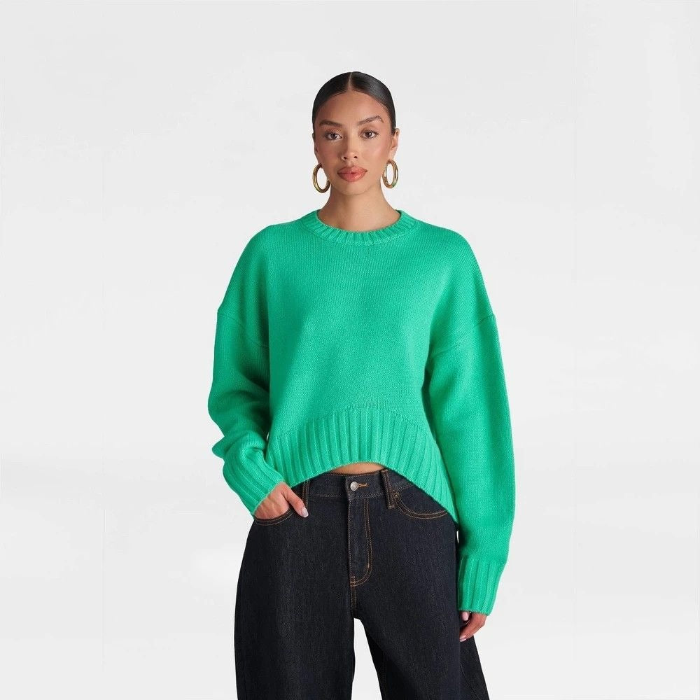 K-74 KBB by KAHLANA Women's 'the Asymmetric Sweater' Green Size Large