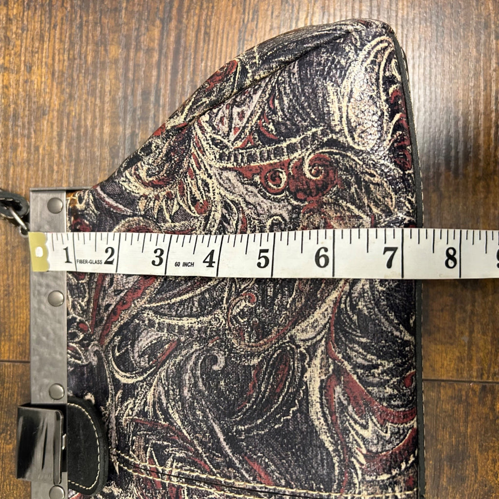Patricia Nash Leather Paisley Print Kiss-Lock Shoulder Bag With Metal Frame