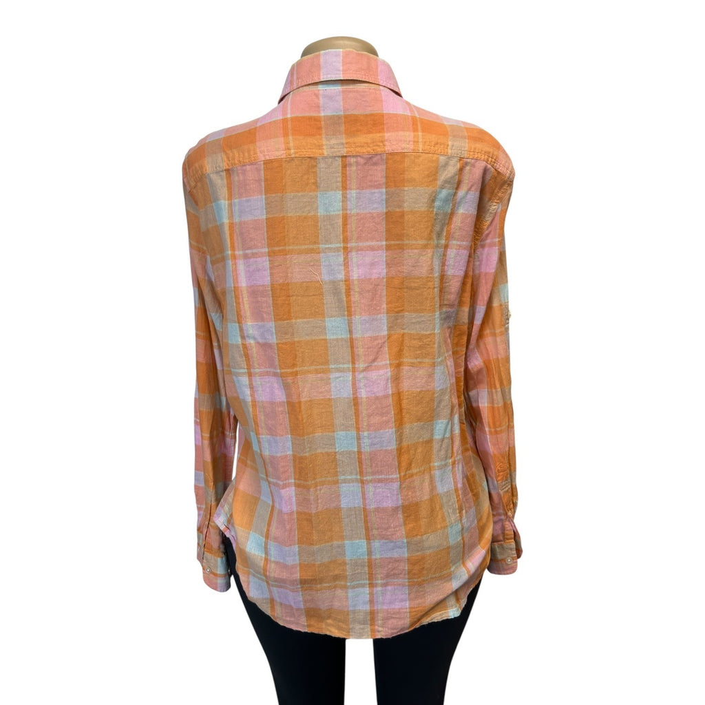 TG-34 Jones New York Signature Women's Pastel Plaid Button Down Shirt Size XL