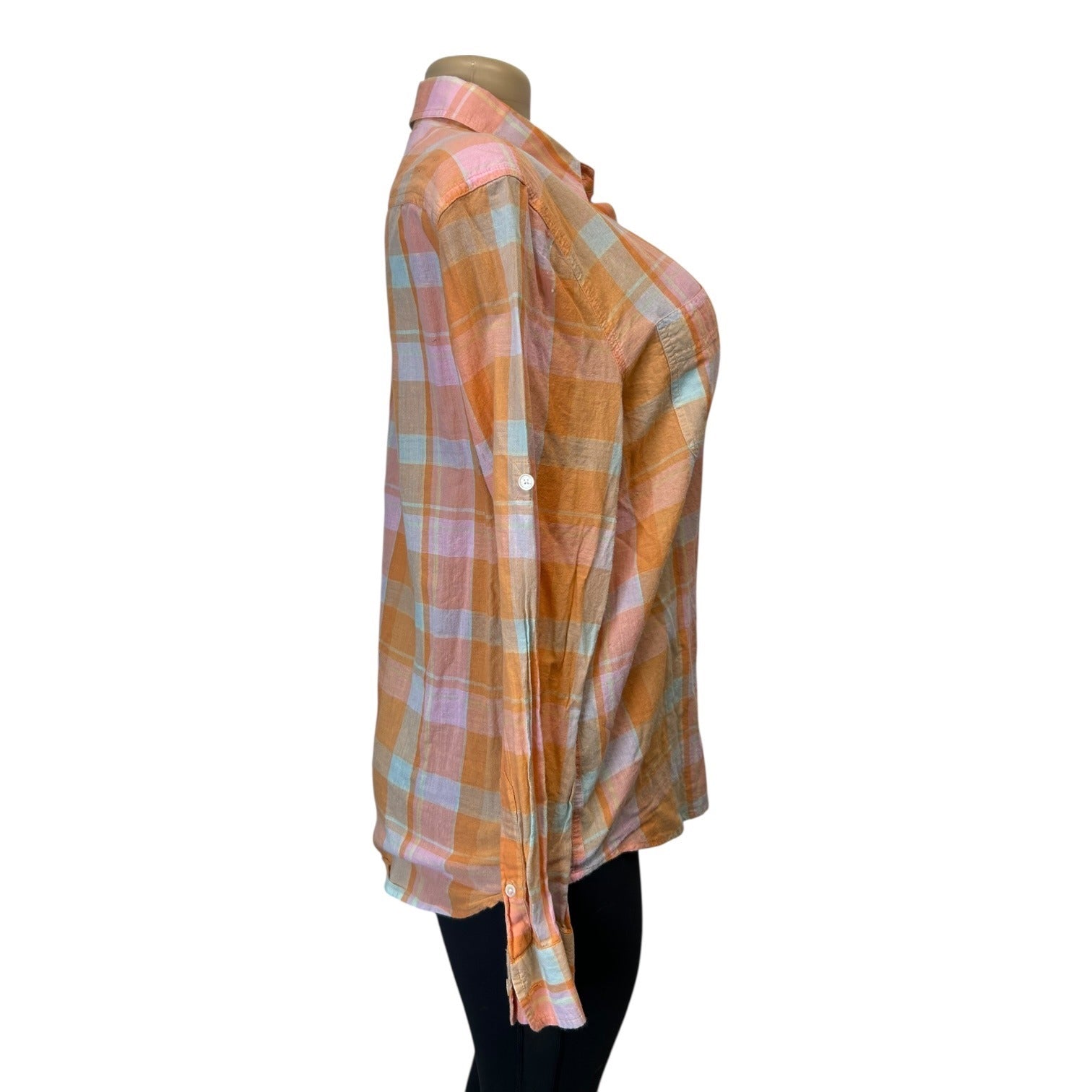 TG-34 Jones New York Signature Women's Pastel Plaid Button Down Shirt Size XL