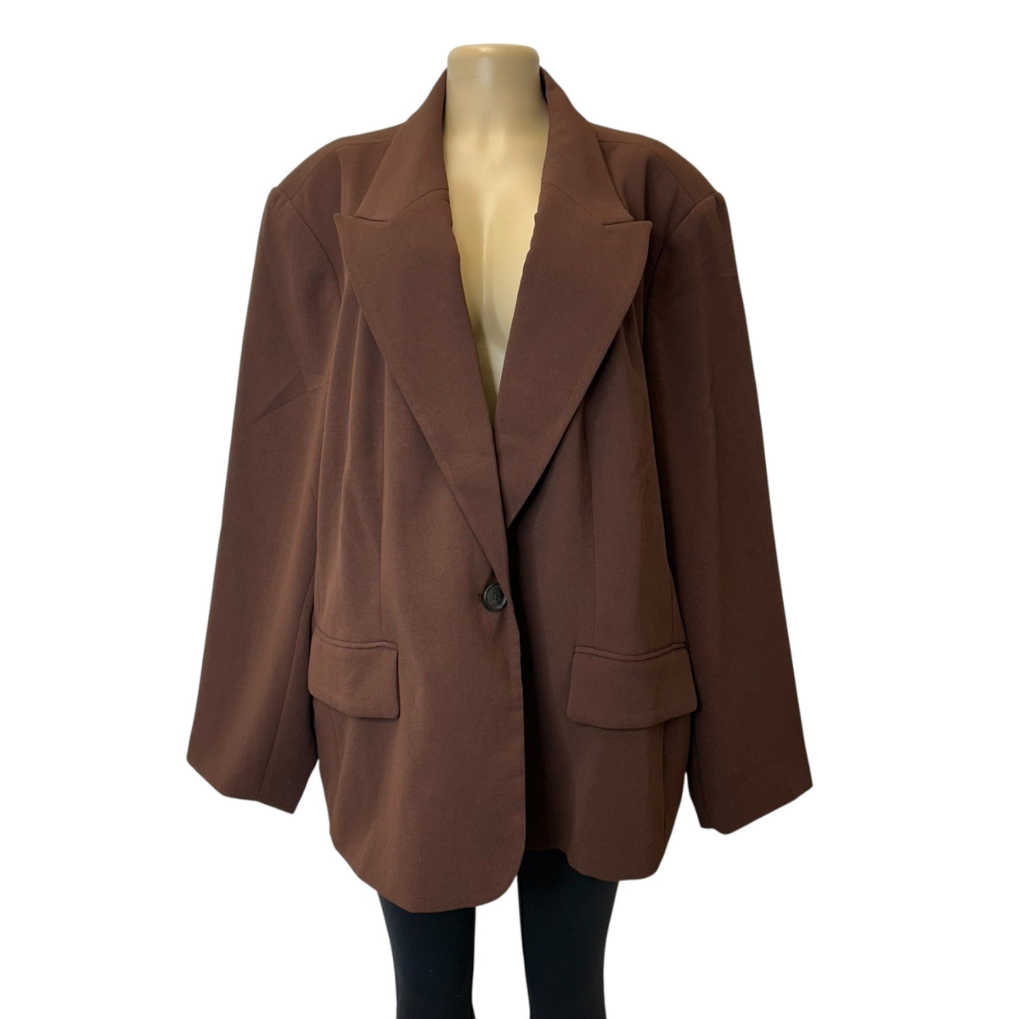K-81 A New Day Women's Signature Crepe Fitted Blazer Brown Size 3X