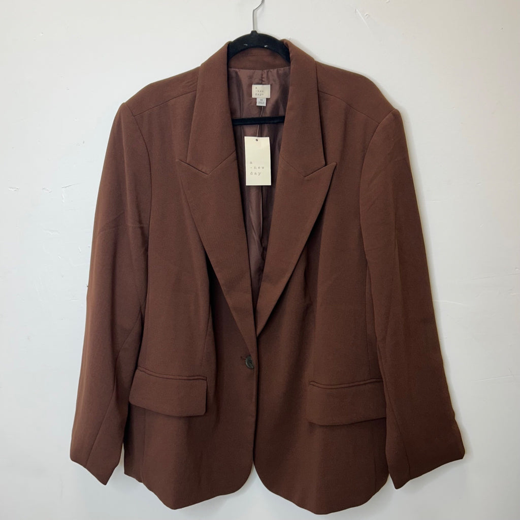 K-81 A New Day Women's Signature Crepe Fitted Blazer Brown Size 3X