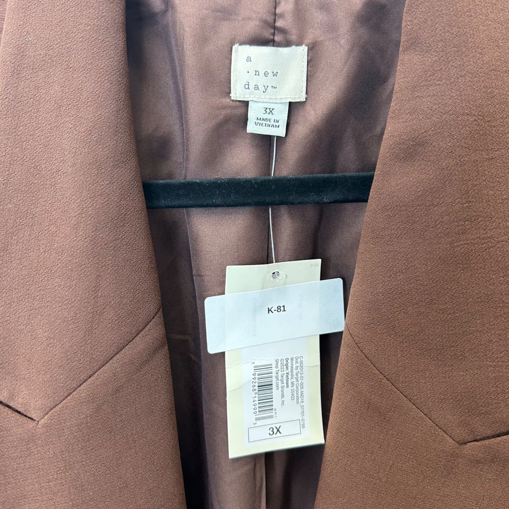 K-81 A New Day Women's Signature Crepe Fitted Blazer Brown Size 3X