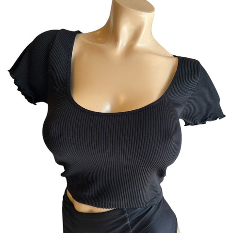 Special One Black Scoop Neckline Cropped T-Shirt Women's Size Small/ Medium