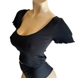 Special One Black Scoop Neckline Cropped T-Shirt Women's Size Small/ Medium