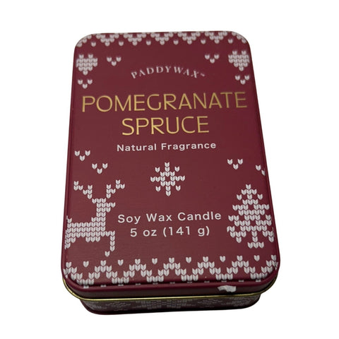 Paddywax Pomegranate Spruce Soy Wax Candle 5 Oz Natural Fragrance Tin