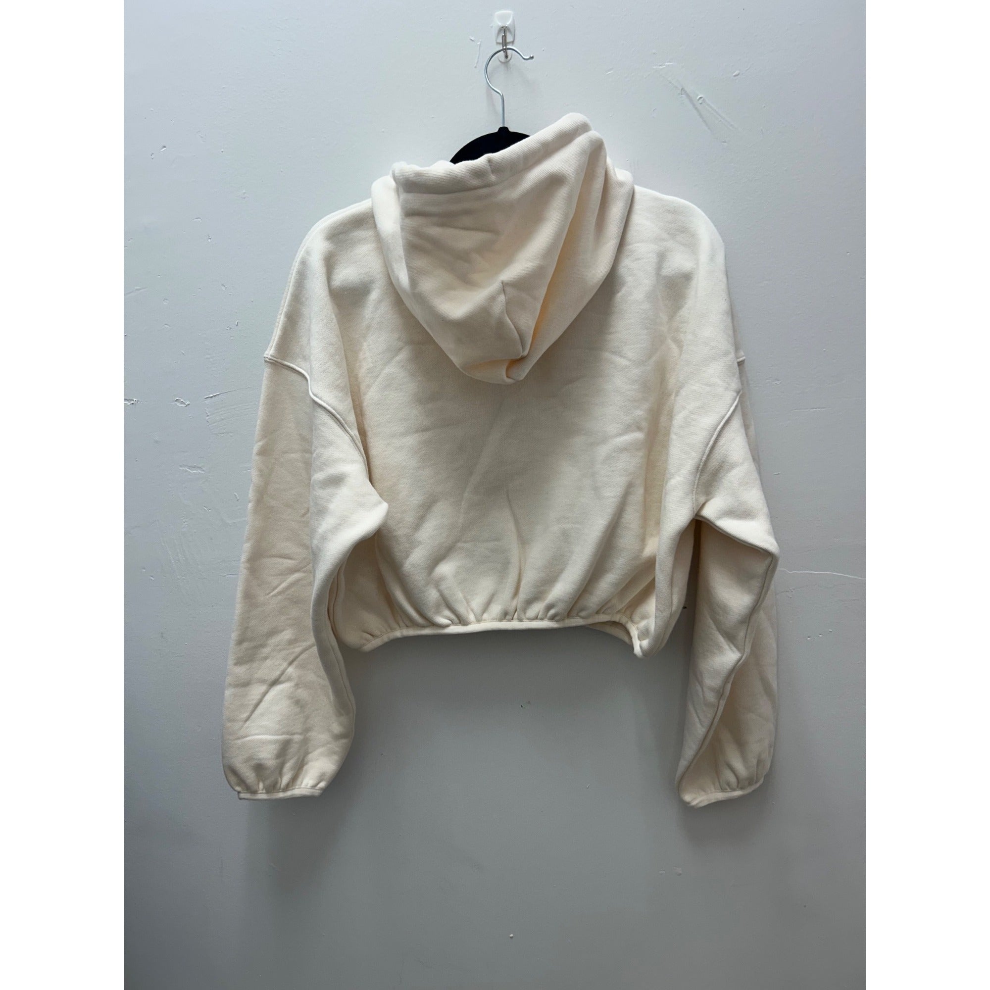 K-175 Kbb By Kahlana Size Small Cropped Zip-Up Hoodie Off-White Drawstring Hood