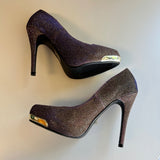 Delicious Women's Size 6.5 Sparkly DOrsay High Heels With Metallic Accents