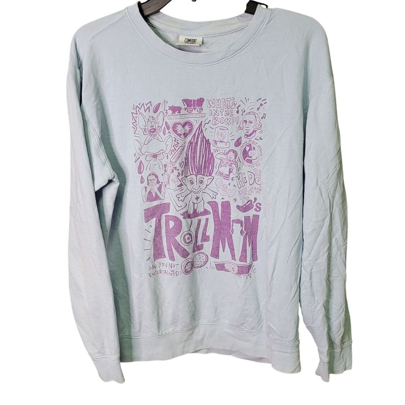 CG-11 Comfort Colors Troll-Inspired Graphic 100% Cotton Long Sleeve Crewneck Size S