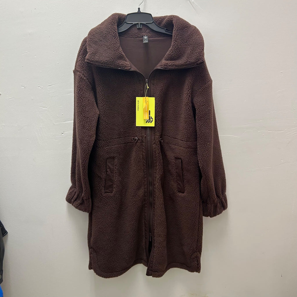 K-188 All in Motion Sherpa Fleece Pockets Zip-Up Jacket Brown Women's Size Medium