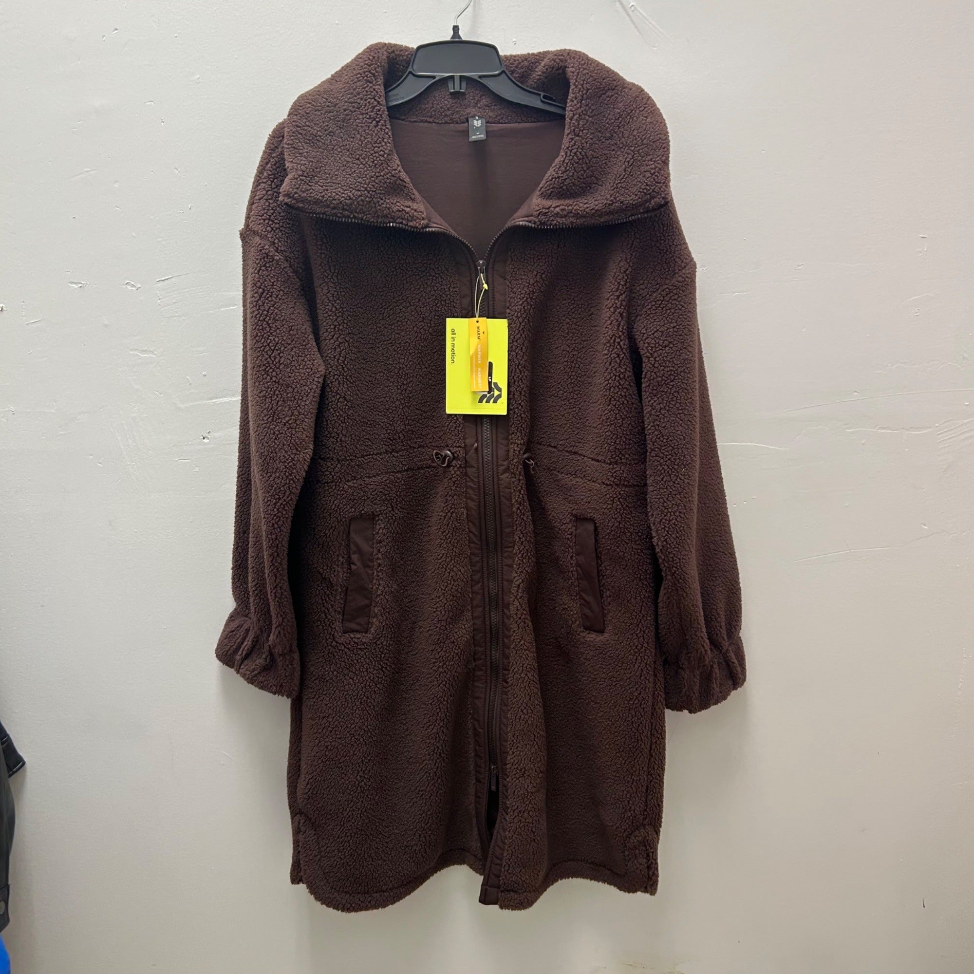 K-188 All in Motion Sherpa Fleece Pockets Zip-Up Jacket Brown Women's Size Medium