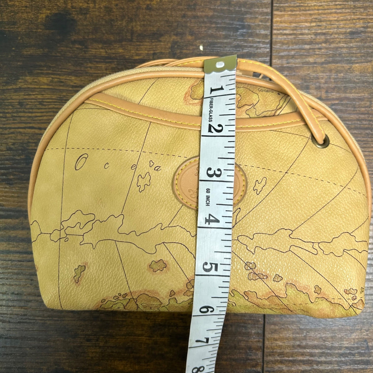Vintage-Style Map Print Shoulder Bag & Pouch Set With Leather Straps