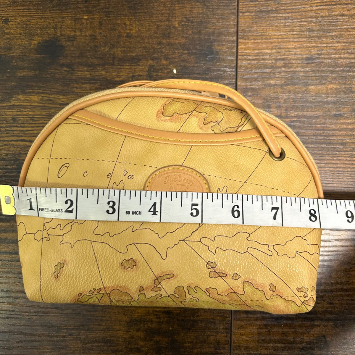 Vintage-Style Map Print Shoulder Bag & Pouch Set With Leather Straps