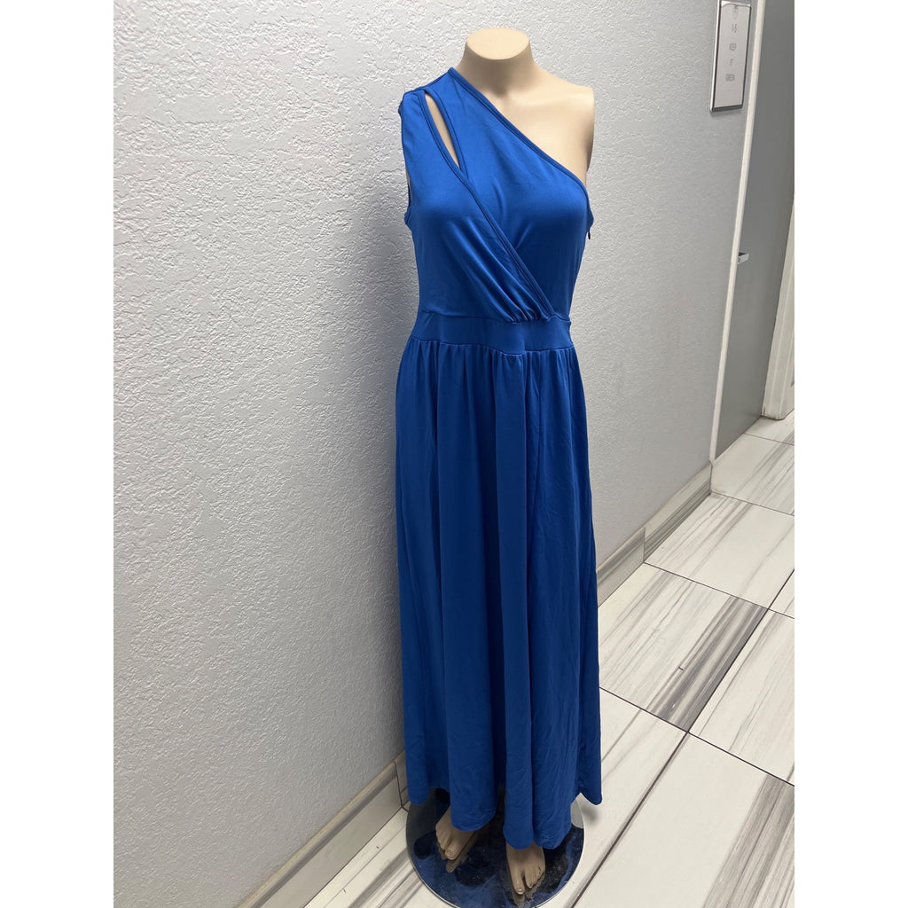 #1110 Lyaner Medium One-Shoulder Maxi Dress In Royal Blue