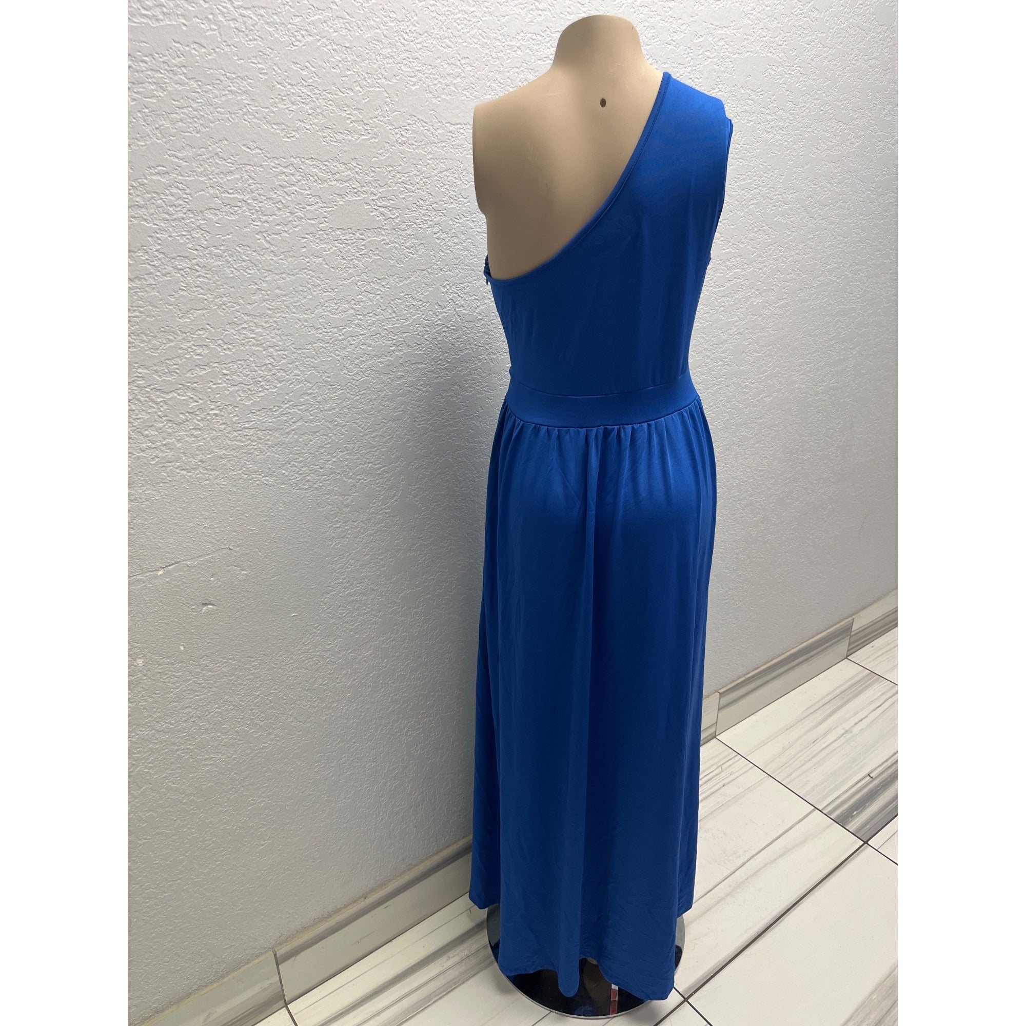 #1110 Lyaner Medium One-Shoulder Maxi Dress In Royal Blue