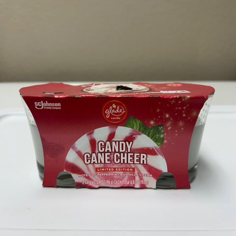 Glade Candle Candy Cane Cheer Limited Edition 3.4 Oz 2 Pack Scented Wax