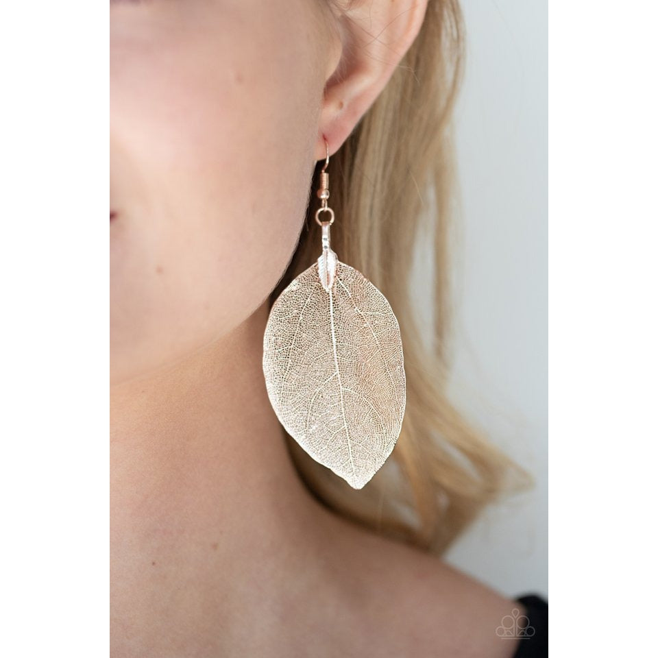Leafy Legacy Rose Gold Earrings by Paparazzi