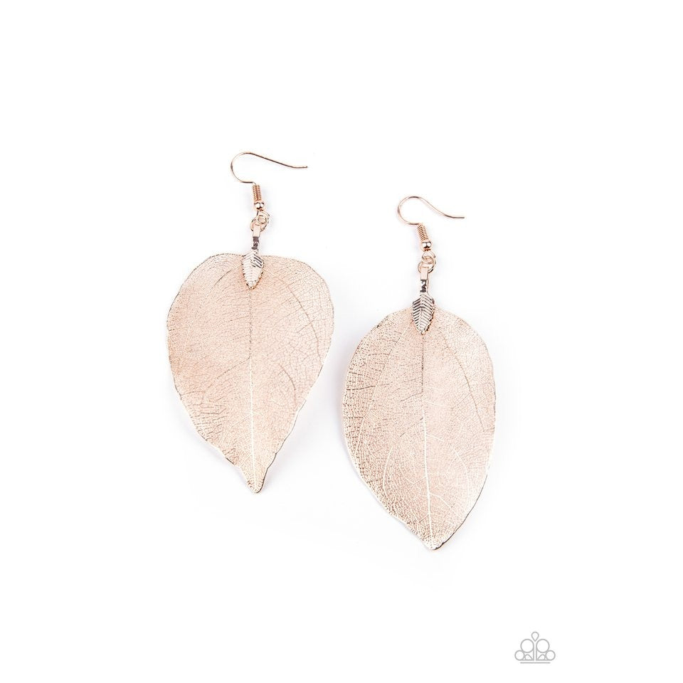 Leafy Legacy Rose Gold Earrings by Paparazzi