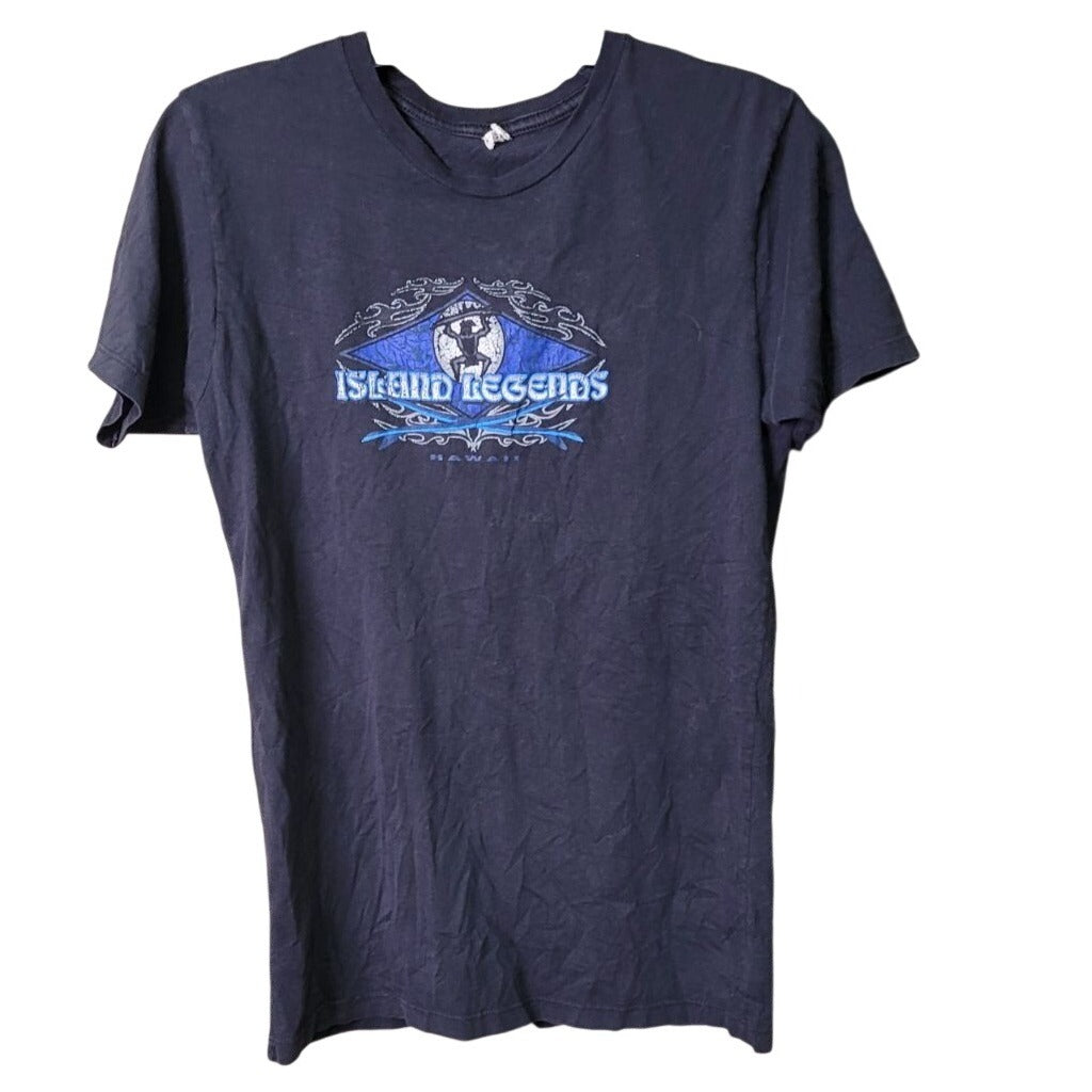 CG-14 Island Legends Hawaii Graphic T-Shirt Navy Blue Short Sleeve Casual Wear Size S