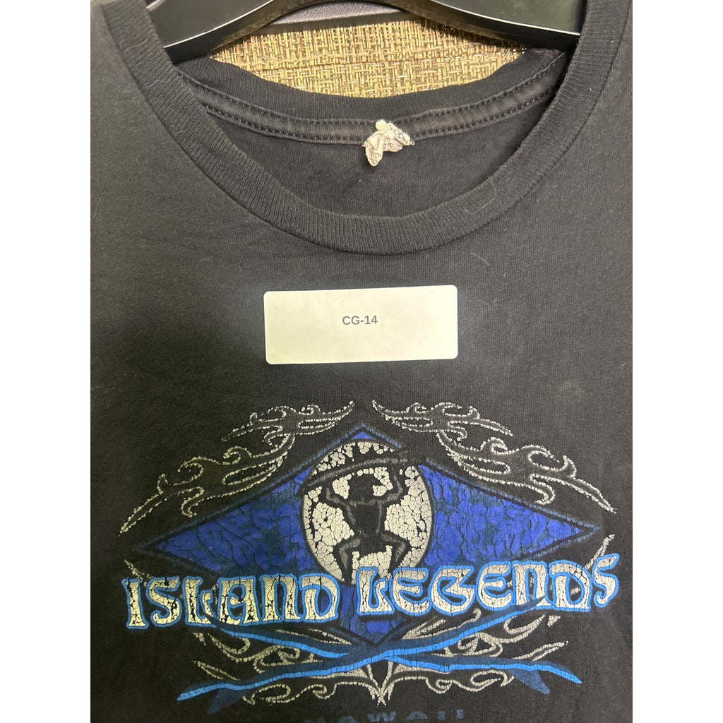 CG-14 Island Legends Hawaii Graphic T-Shirt Navy Blue Short Sleeve Casual Wear Size S