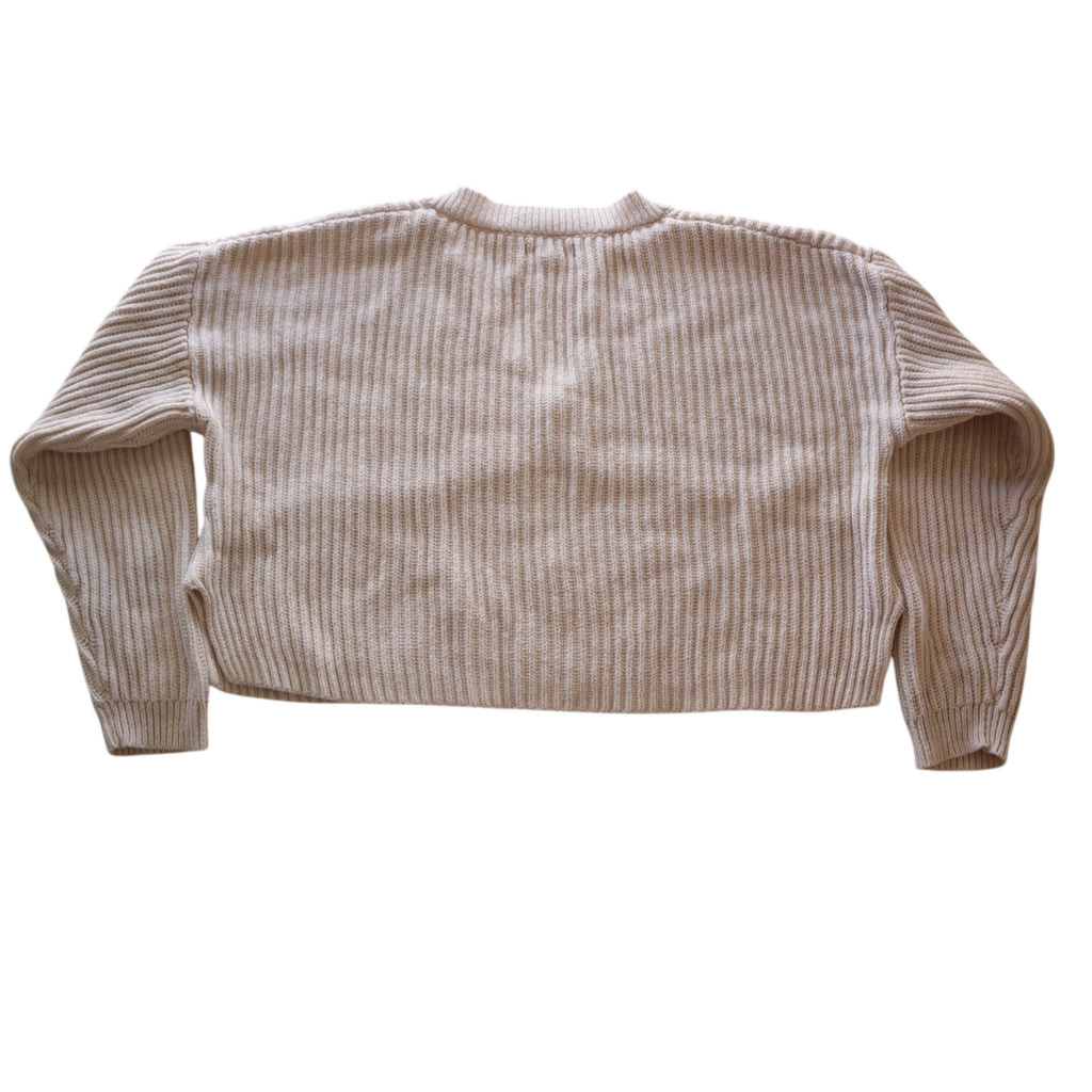 L.A. Hearts Womens Cream Ribbed Knit V-Neck Cropped Sweater XS