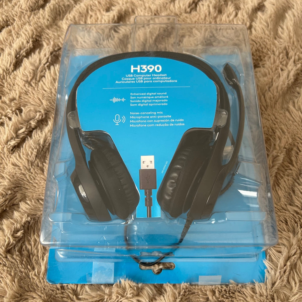 DG-186 Logitech H390 USB Computer Headset With Noise-Canceling Mic, Black