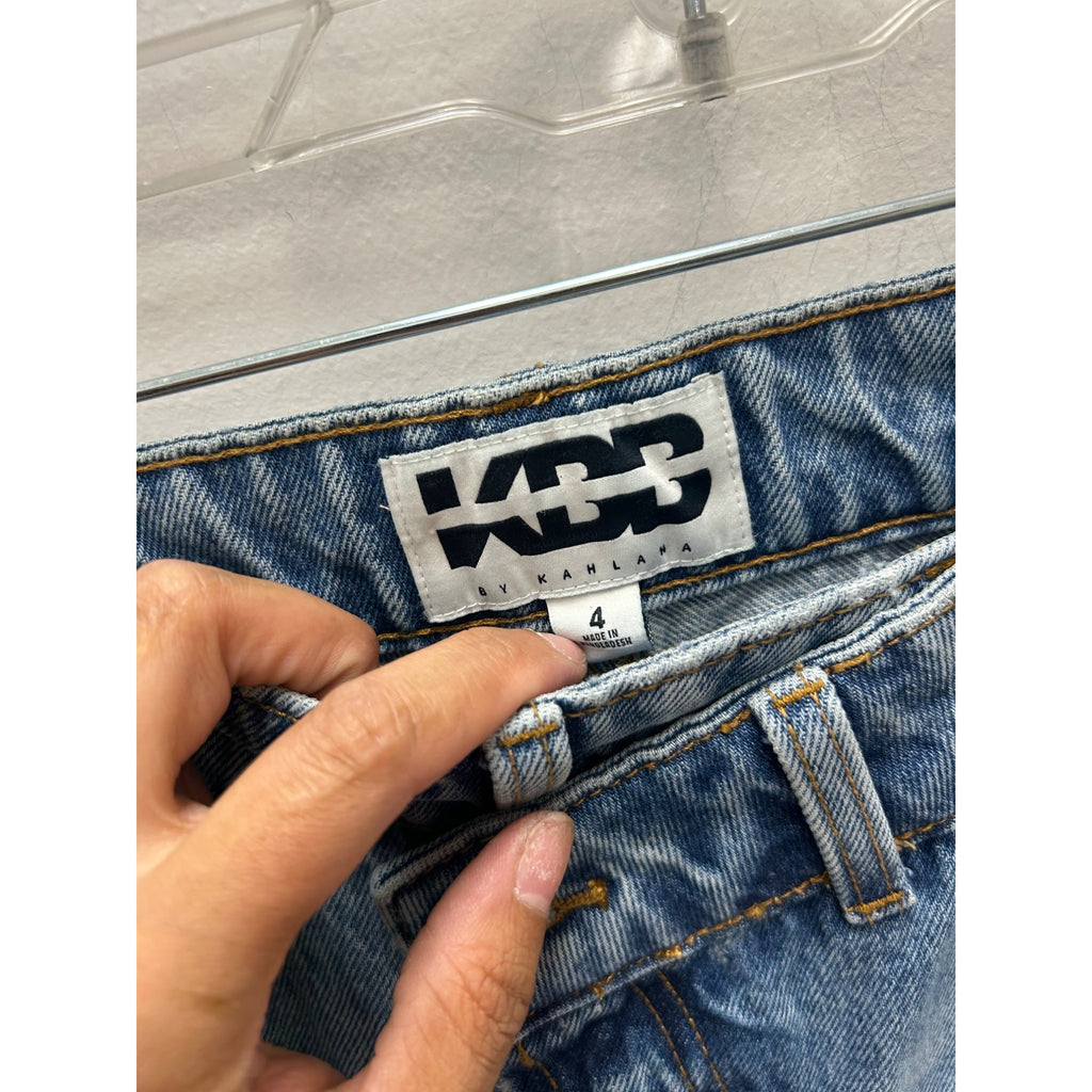 K-143 KBB By Kahlana Women's Size 4  High-Rise Distressed Straight-Leg Jeans