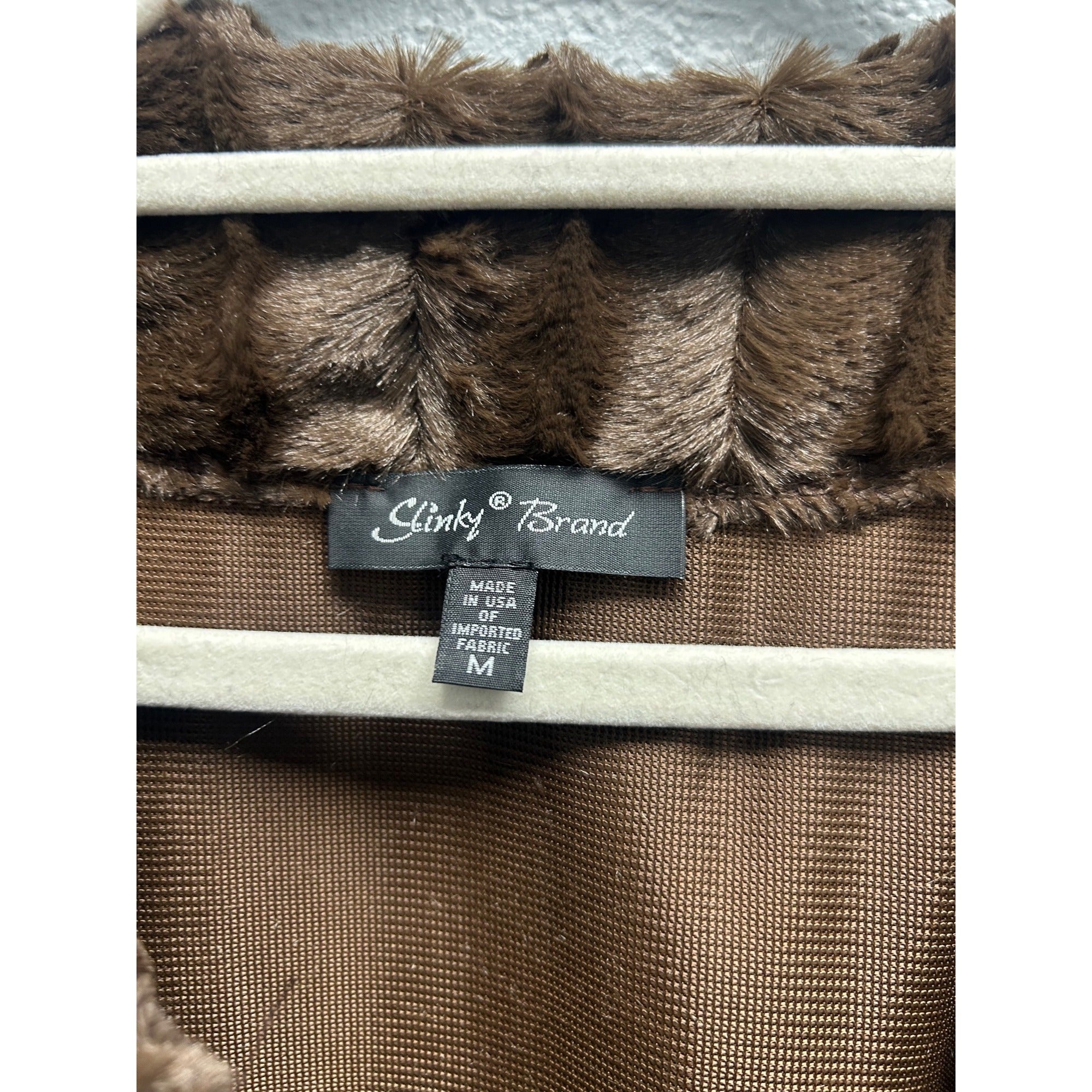 Slinky Brand Women’s Medium Brown Faux Fur Long Duster Vest